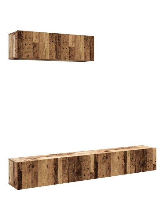 Nástěnné tv skříňky 4 ks starého dřeva 100x30x30 cm kompozit