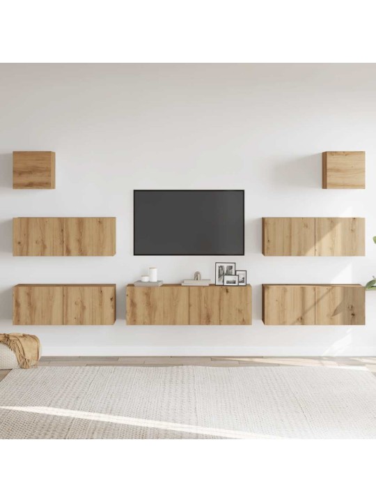 Sada 7 kusů nástěnné tv skříňka dub artisan kompozitní dřevo