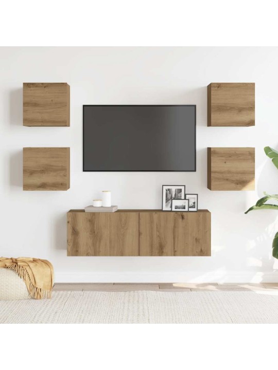 Sada 5 kusů nástěnné tv skříňka dub artisan kompozitní dřevo