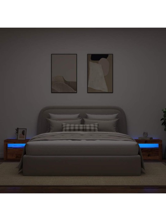 Noční stolky 2 ks s led osvětlením starého dřeva 60 x 35 x 40cm