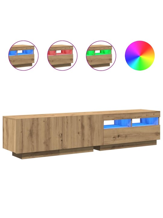 Tv stolek s led dub artisan 180x35x40 cm kompozitní dřevo