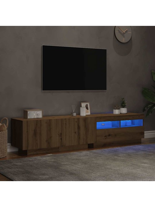 Tv stolek s led dub artisan 180x35x40 cm kompozitní dřevo