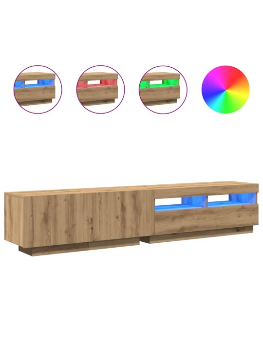 Tv stolek s led dub artisan 200x35x40 cm kompozitní dřevo