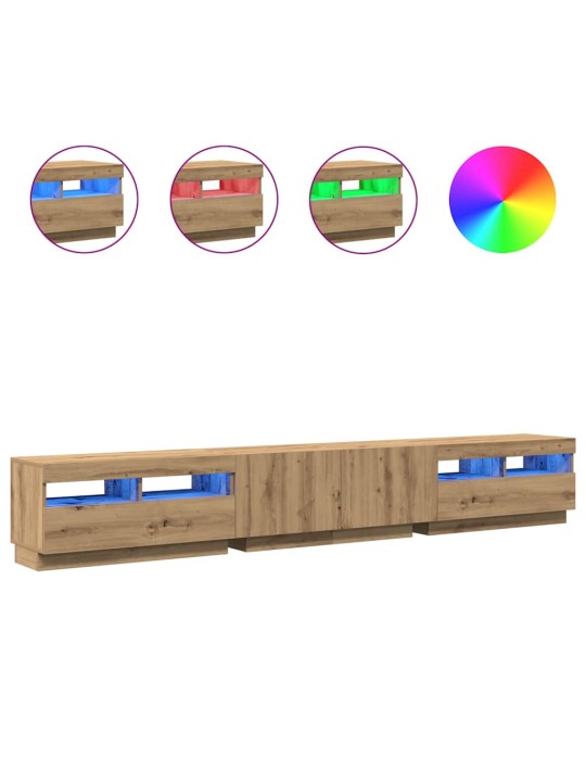 Tv stolek s led dub artisan 260x35x40 cm kompozitní dřevo