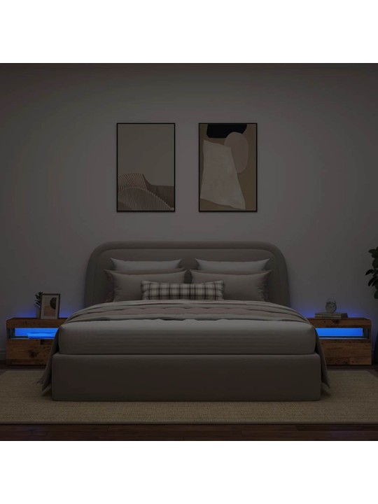 Noční stolek s led staré dřevo 60 x 35 x 40 cm kompozitní dřevo