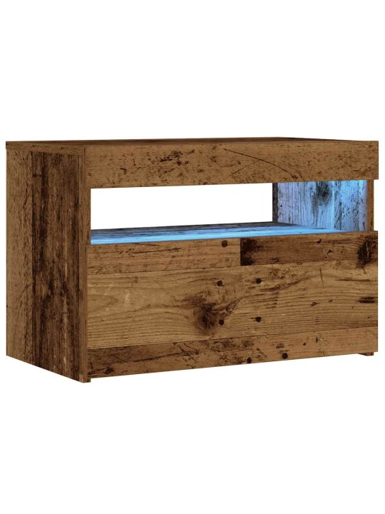 Noční stolek s led staré dřevo 60 x 35 x 40 cm kompozitní dřevo