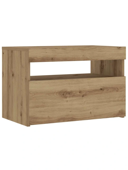 Noční stolek s led dub artisan 60 x 35 x 40 cm kompozitní dřevo