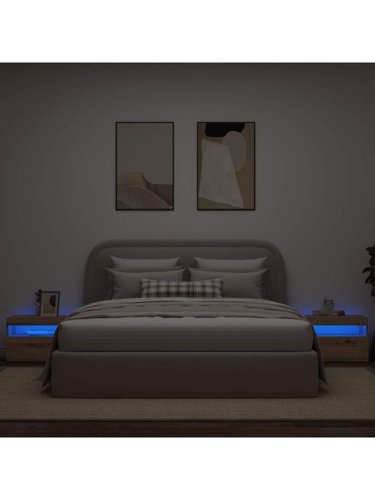 Noční stolek s led dub artisan 60 x 35 x 40 cm kompozitní dřevo