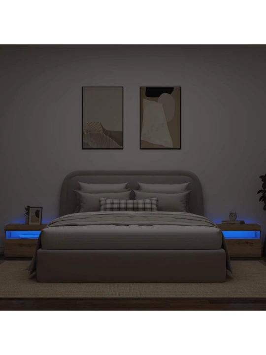 Noční stolek s led dub artisan 60 x 35 x 40 cm kompozitní dřevo
