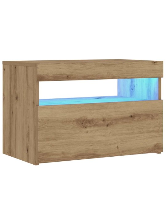 Noční stolek s led dub artisan 60 x 35 x 40 cm kompozitní dřevo