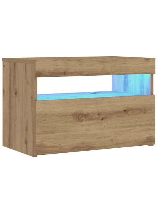 Noční stolek s led dub artisan 60 x 35 x 40 cm kompozitní dřevo