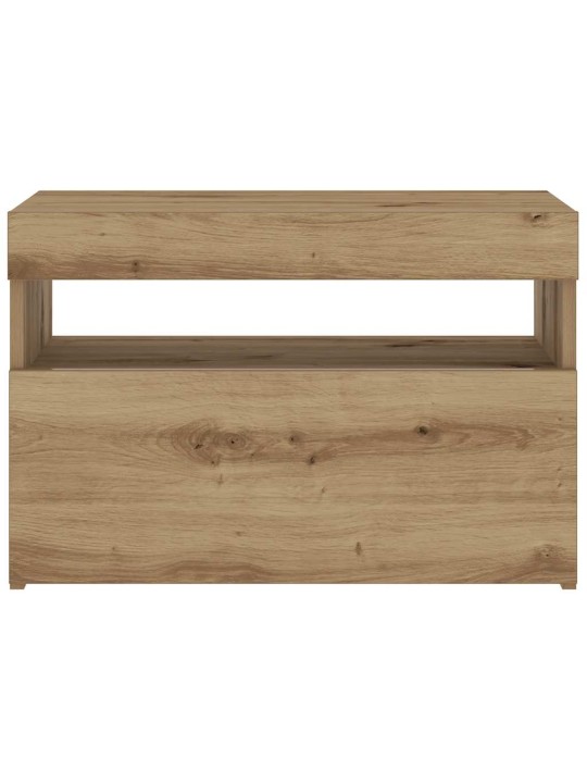 Noční stolek s led dub artisan 60 x 35 x 40 cm kompozitní dřevo