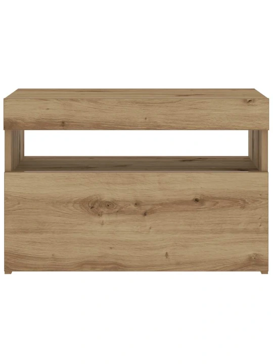 Noční stolek s led dub artisan 60 x 35 x 40 cm kompozitní dřevo