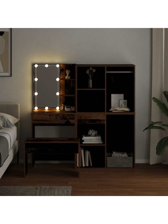 Set toaletního stolku s led staré dřevo kompozitní dřevo
