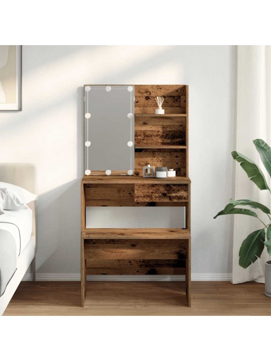 Set toaletního stolku s led staré dřevo kompozitní dřevo