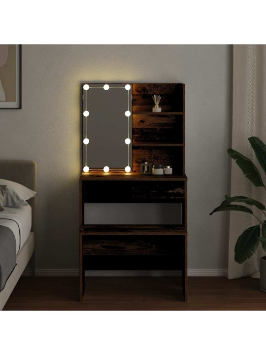 Set toaletního stolku s led staré dřevo kompozitní dřevo