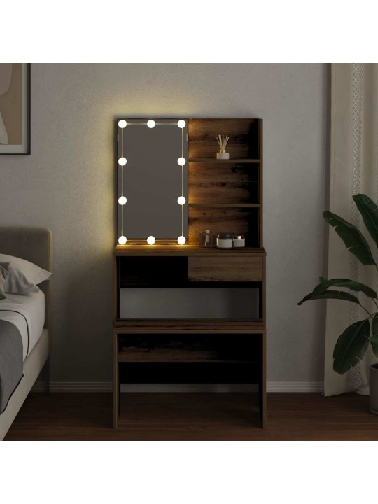 Sada toaletního stolku s led dub artisan kompozitní dřevo