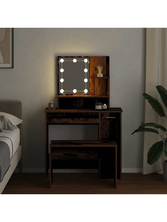 Set toaletního stolku s led staré dřevo kompozitní dřevo