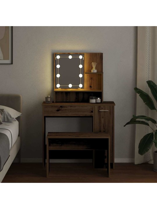 Sada toaletního stolku s led dub artisan kompozitní dřevo
