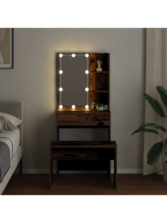 Set toaletního stolku s led staré dřevo kompozitní dřevo
