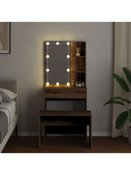 Sada toaletního stolku s led dub artisan kompozitní dřevo