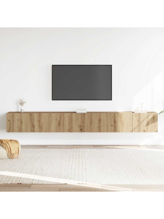 Sada 3 kusů nástěnné tv skříňka dub artisan kompozitní dřevo