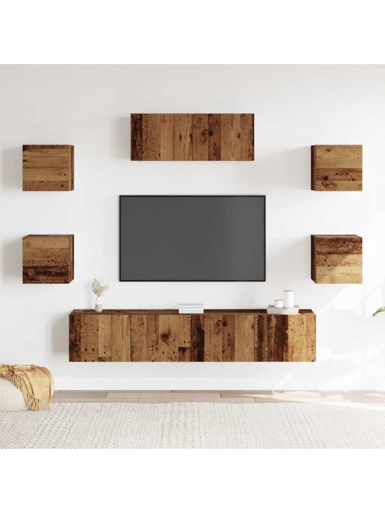 Sada 5 kusů nástěnné tv skříňka starého dřeva
