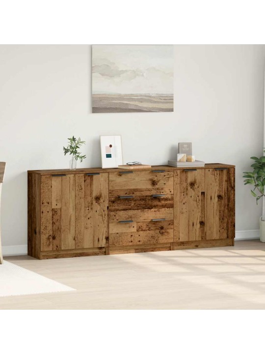 Příborníky 3 ks old wood 60 x 30 x 70 cm kompozitní dřevo