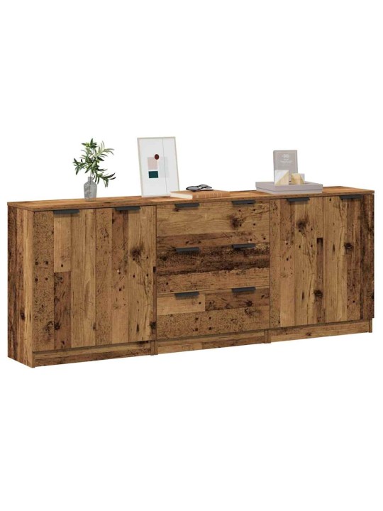 Příborníky 3 ks old wood 60 x 30 x 70 cm kompozitní dřevo