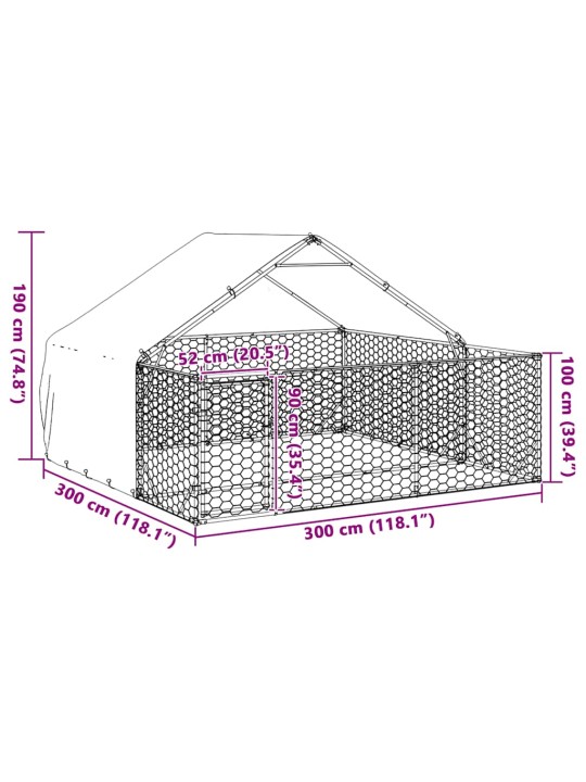 Venkovní psí kotec s výběhem 3x3x1,9 m pozinkovaná ocel