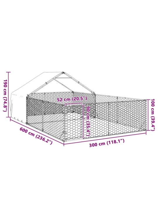 Venkovní psí kotec s výběhem 6x3x1,9 m pozinkovaná ocel