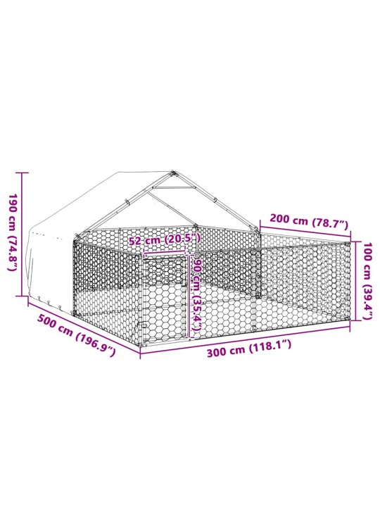 Venkovní psí kotec s výběhem 5x3x1,9 m pozinkovaná ocel