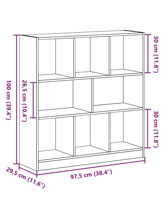 Skříňka na knihy černý dub 97,5x29,5x100 cm dřevěná konstrukce