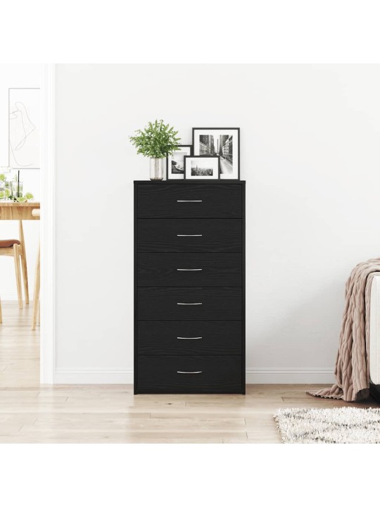 Příborník se 6 zásuvkami černý dub 50x34x96 cm kompozit