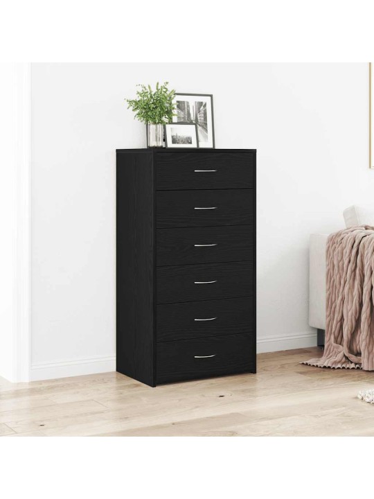 Příborník se 6 zásuvkami černý dub 50x34x96 cm kompozit