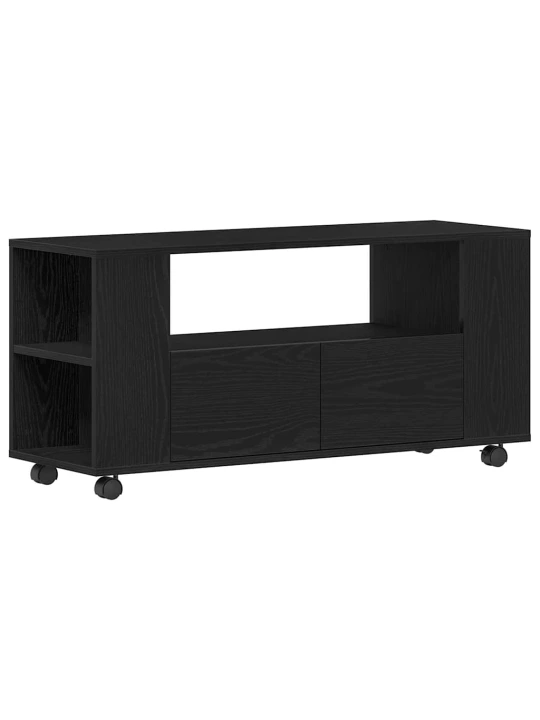 Tv skříňka s kolečky černý dub 102x34,5x43cm dřevěná konstrukce