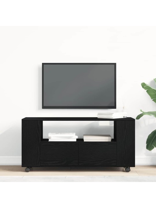 Tv skříňka s kolečky černý dub 102x34,5x43cm dřevěná konstrukce