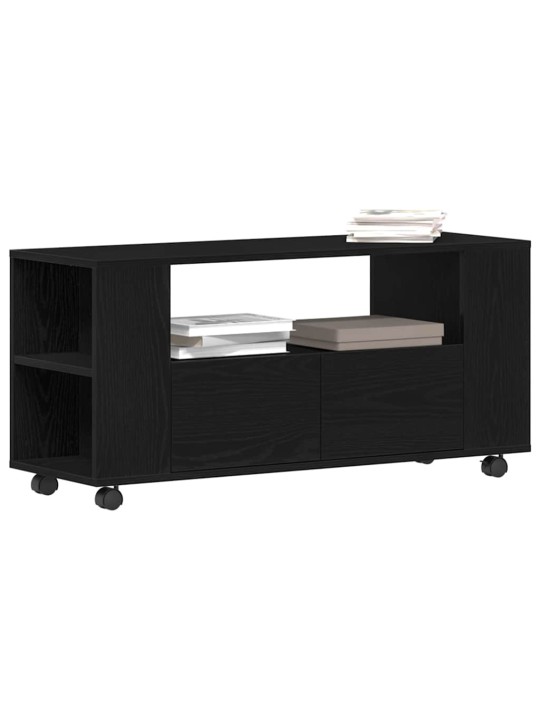 Tv skříňka s kolečky černý dub 102x34,5x43cm dřevěná konstrukce