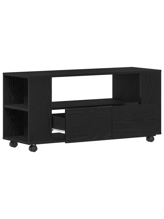 Tv skříňka s kolečky černý dub 102x34,5x43cm dřevěná konstrukce