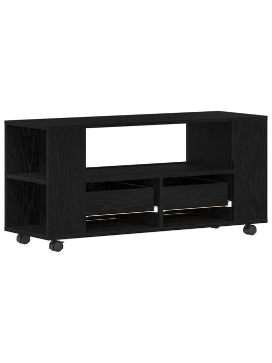 Tv skříňka s kolečky černý dub 102x34,5x43cm dřevěná konstrukce