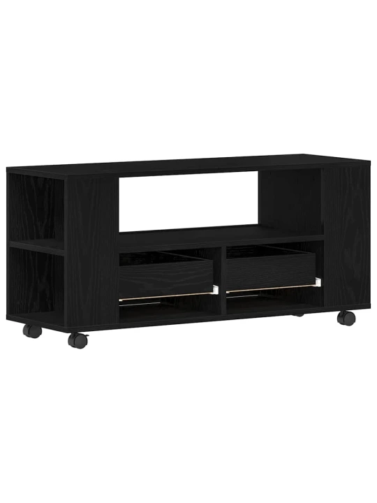 Tv skříňka s kolečky černý dub 102x34,5x43cm dřevěná konstrukce