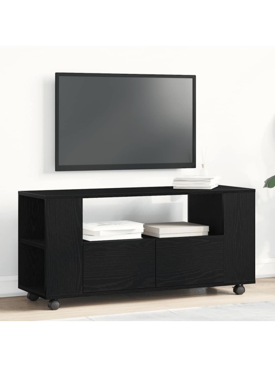 Tv skříňka s kolečky černý dub 102x34,5x43cm dřevěná konstrukce