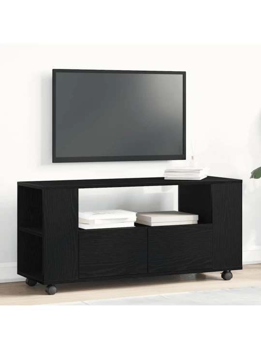 Tv skříňka s kolečky černý dub 102x34,5x43cm dřevěná konstrukce