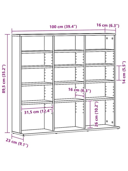 Skříňka na cd černý dub 100 x 23 x 89,5 cm kompozitní dřevo