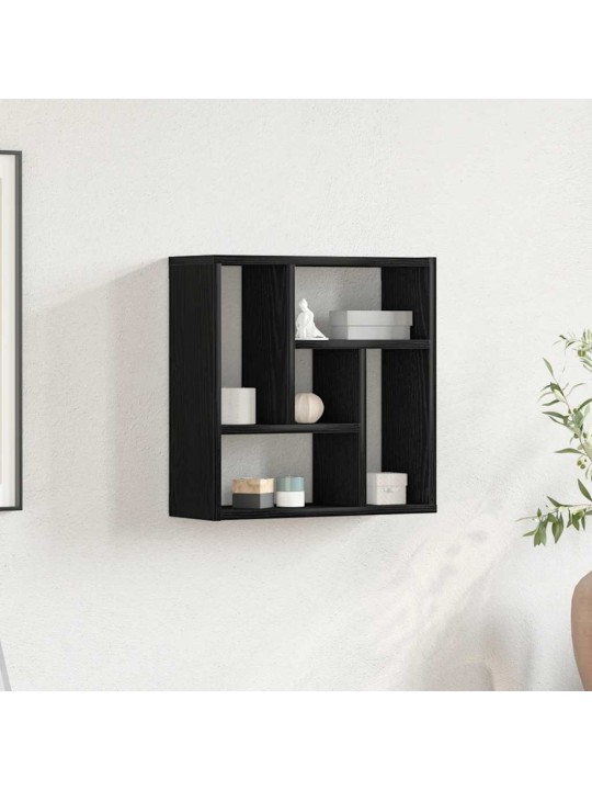 Nástěnná police černý dub 45x16x45 cm dřevěná konstrukce