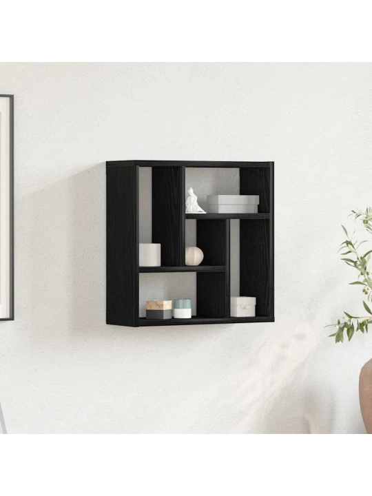 Nástěnná police černý dub 45x16x45 cm dřevěná konstrukce