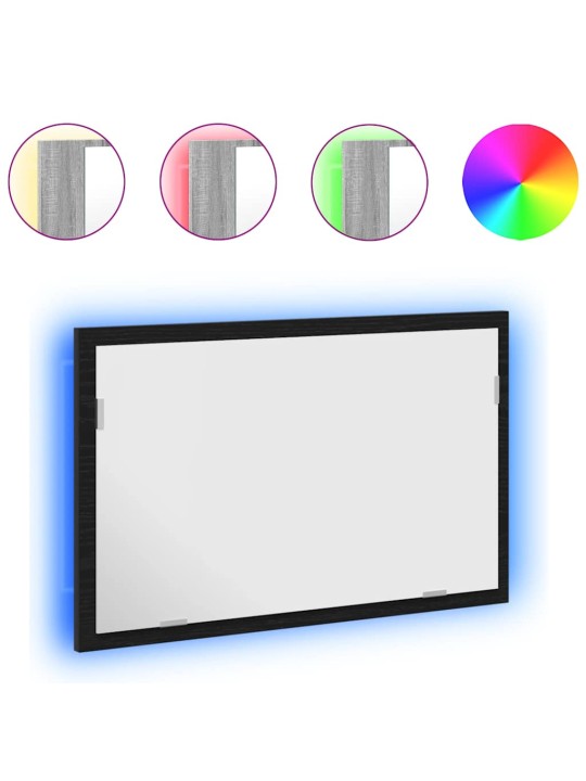 Koupelnové zrcadlo s led světly, černý dub, 60x8,5x37 cm