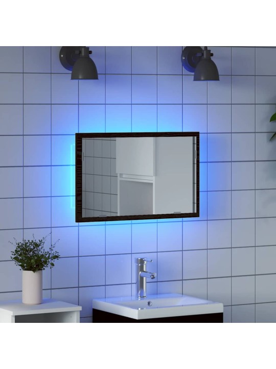 Koupelnové zrcadlo s led světly, černý dub, 60x8,5x37 cm
