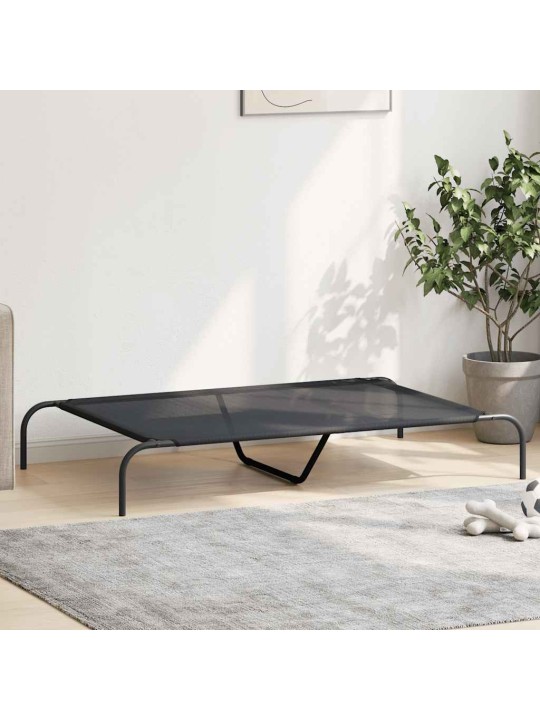 Vyvýšený pelíšek pro psy černý 130x80x20 cm textilén a ocel