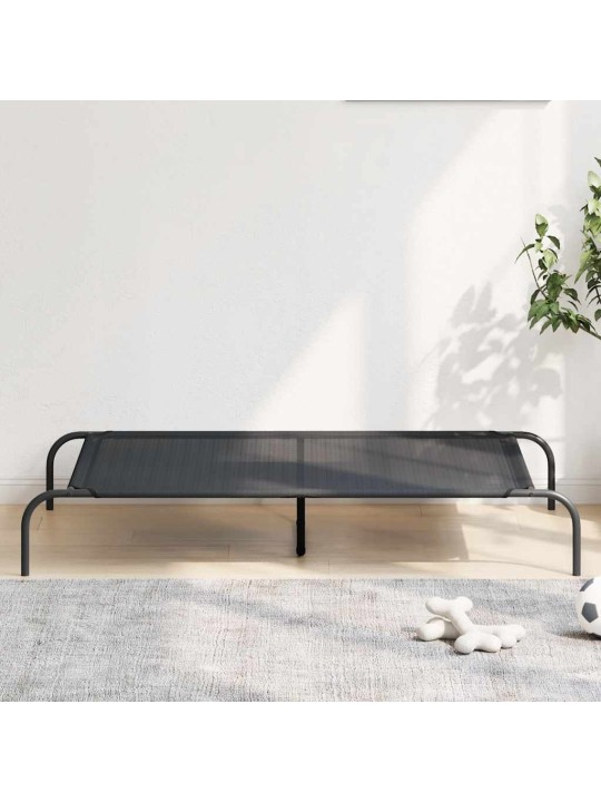 Vyvýšený pelíšek pro psy černý 130x80x20 cm textilén a ocel